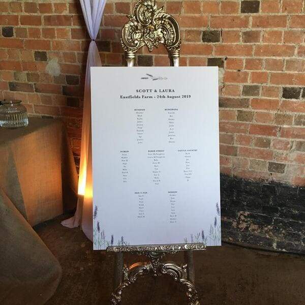 This is a classic to display your table planner, add flowers for a wow factor