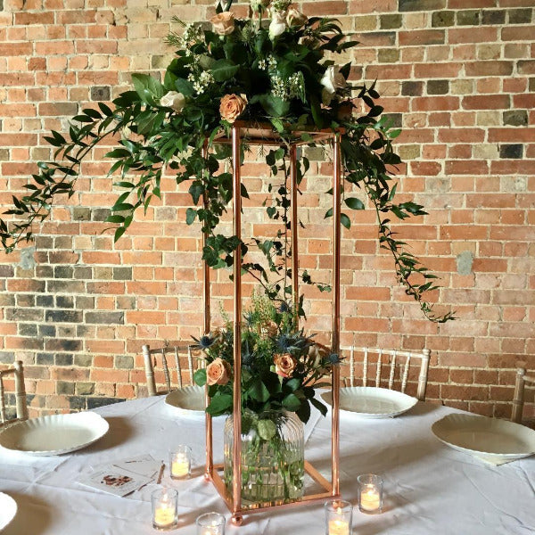 Rose Gold Plinth Table centre or pedestal